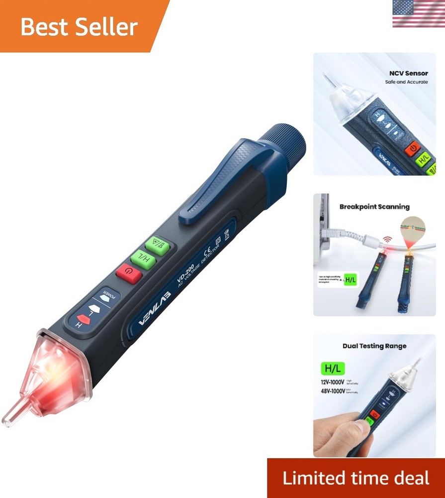 Advanced Circuit Tester with Flashlight & Audible Alarm - Voltage Range 12-1000V