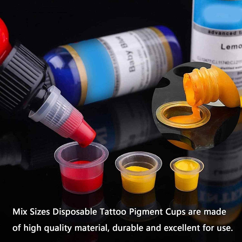 300pcs Mixed Size Tattoo Ink Cups - Small, Medium, Large