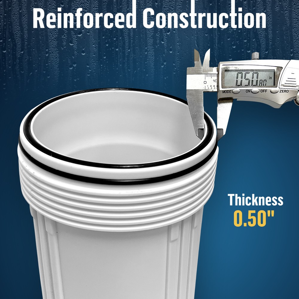 4 White High Capacity 20x4.5” Whole House Filter Purifier Systems 1” Brass Port