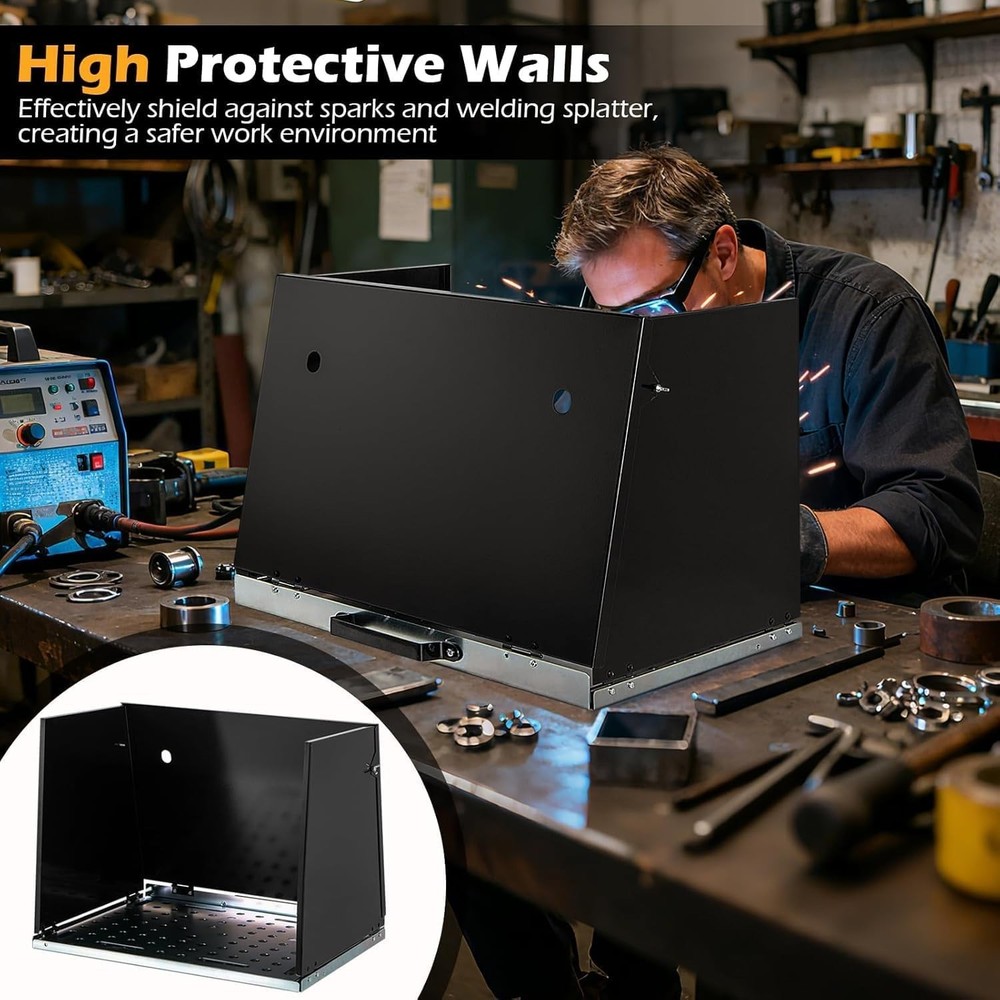 Foldable Welding Table, Portable 17" X 20" Weld Tabletop with 3 Protective Panel