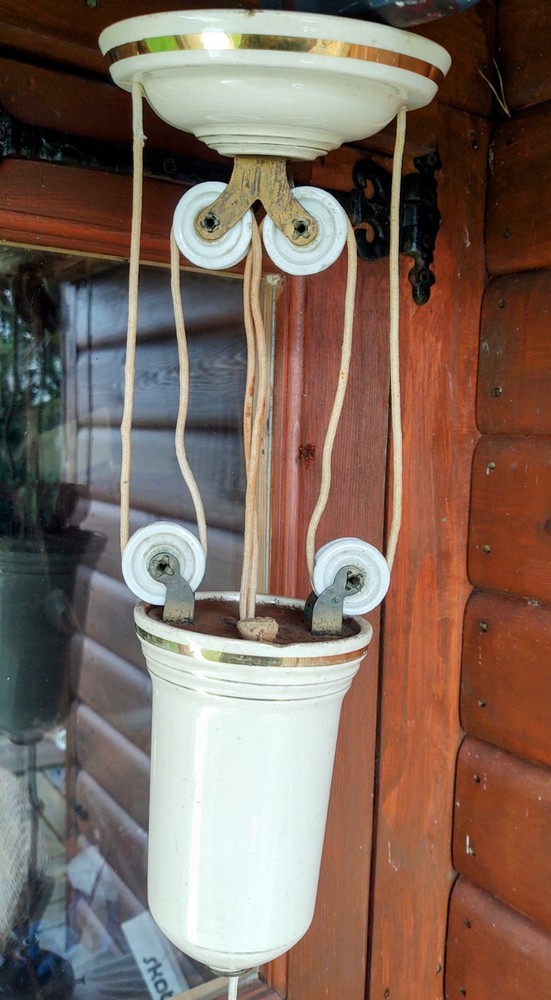 Antique Rise and Fall Pendant Light Art Deco Ceramic