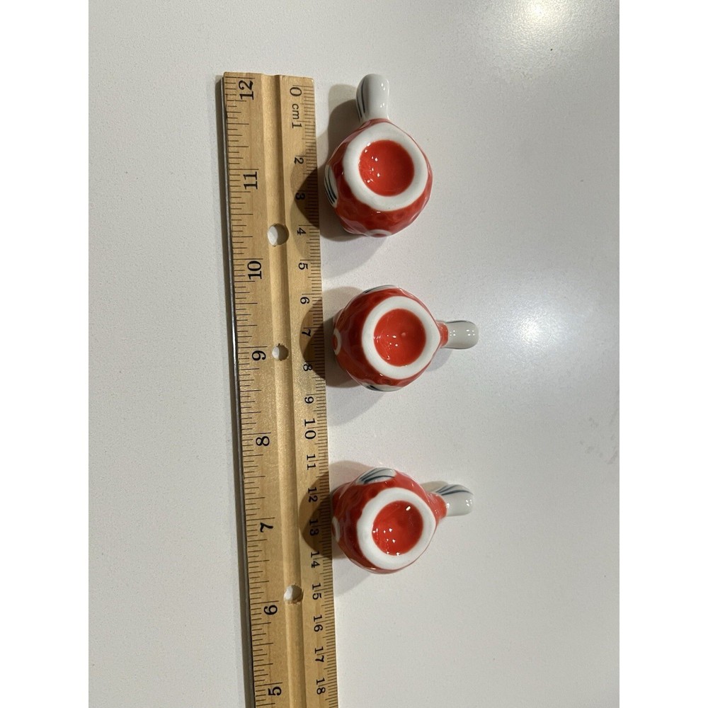 6pcs Red Pufferfish Ceramic Chopstick Rests - Cute Decorative Holder Set, New