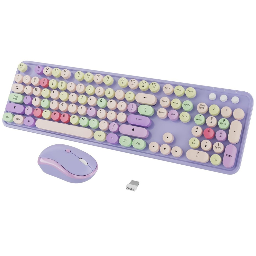 Wireless Typewriter Keyboard and Mouse - Wireless Keyboard with Silent Mouse,...