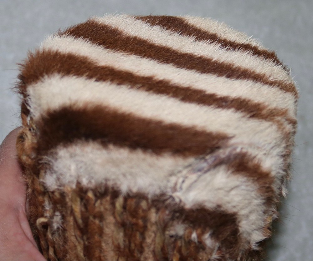 VINTAGE ZEBRA SKIN HIDE DRUM 7 1/2" TALL