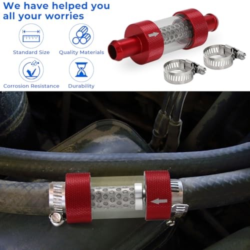 5/8" Universal Filter Inline Heater Core Coolant Filter Red