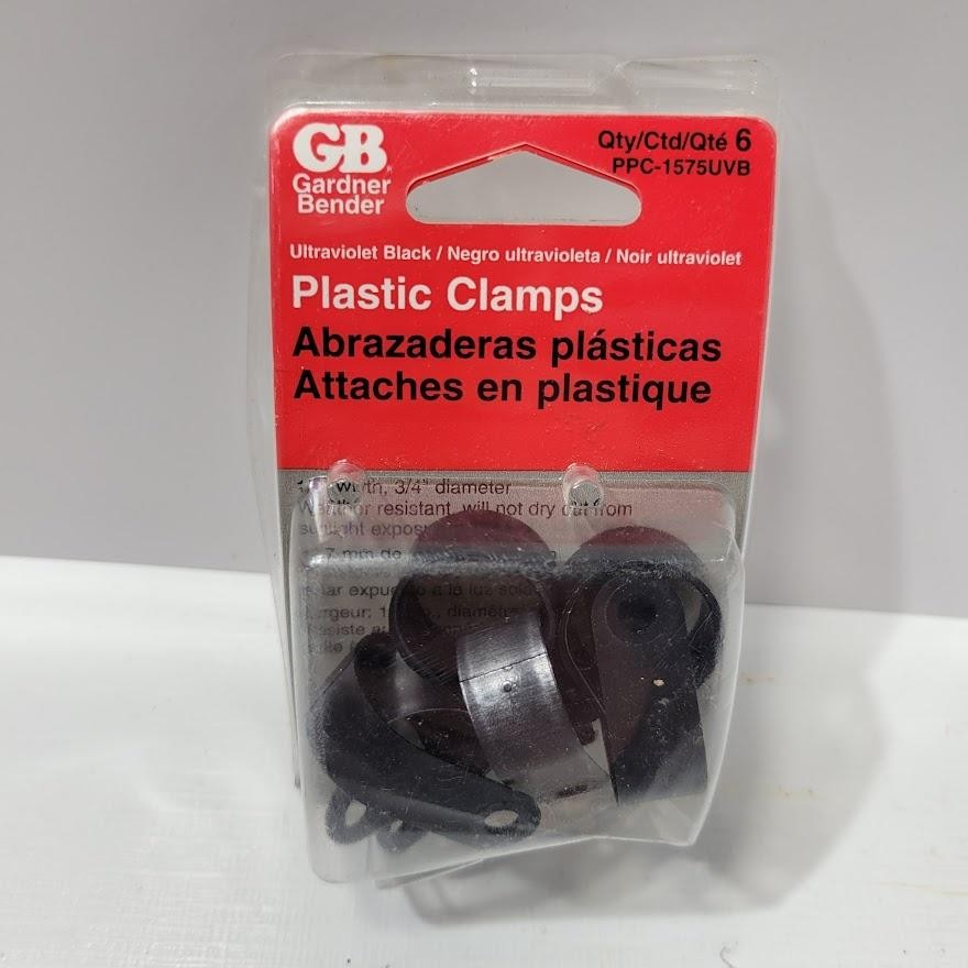 Gardner Bender PPC-1575UVB Plastic Loop Cable Clamps UV Black 3/4 In Qty 6