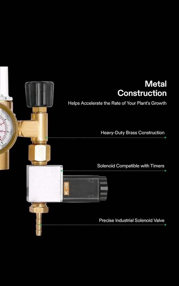 VIVOSUN CO2 Regulator Hydroponics Emitter System with Solenoid Valve Flowmeter