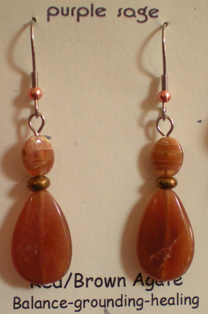 Agate Drop Earrings - Balance, Grounding, Healing e123