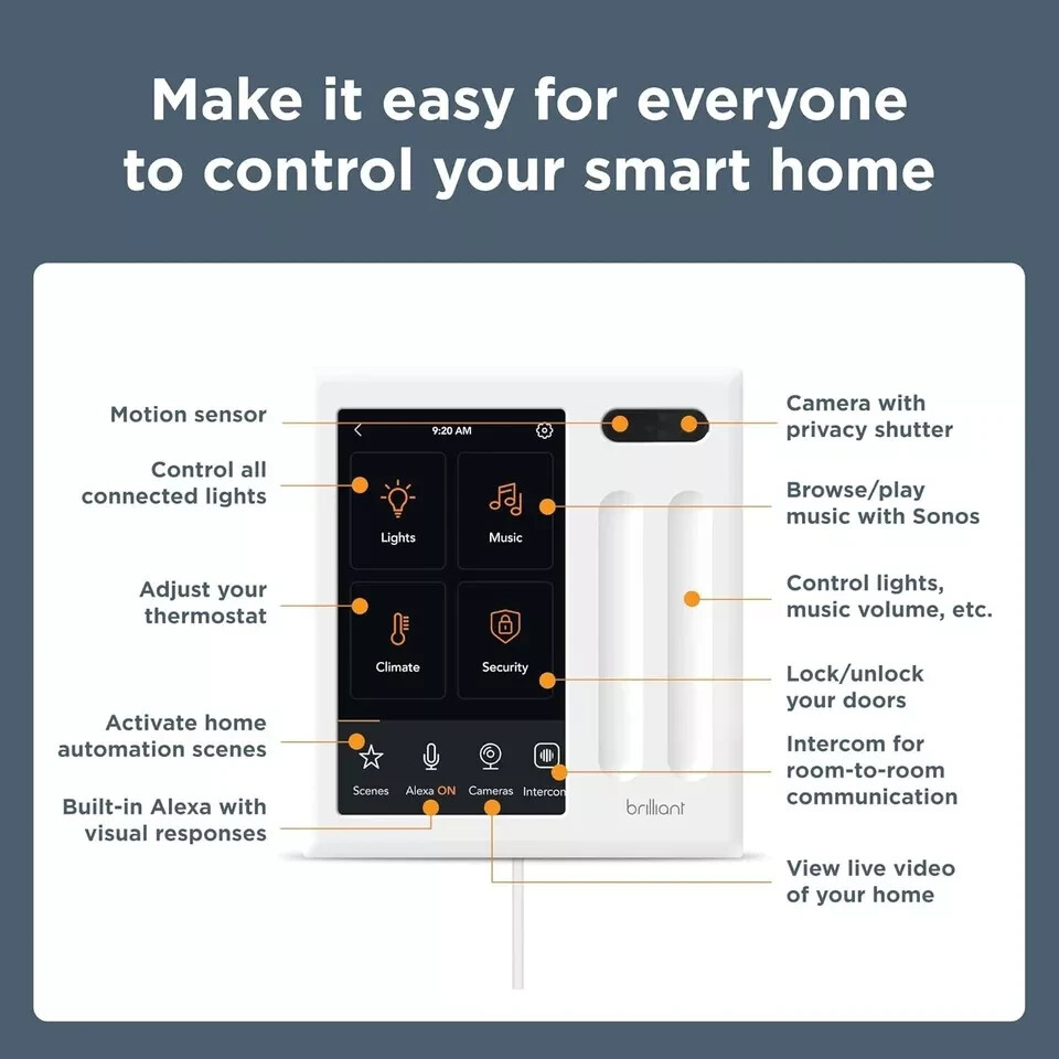 New Brilliant Smart Home Control Panel 2-Switch Plug-In Model Low Voltage $450