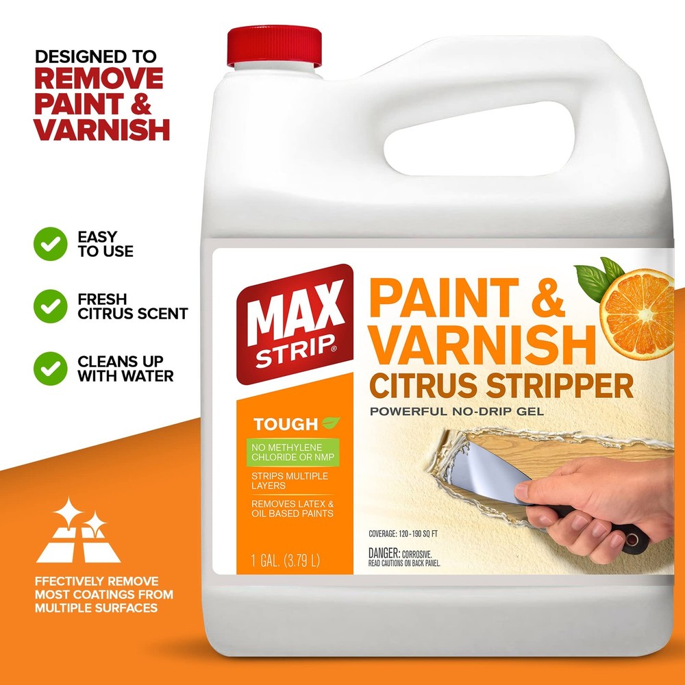 Max Strip Paint & Varnish Citrus Stripper - 1 GAL - Strips Multiple Layers