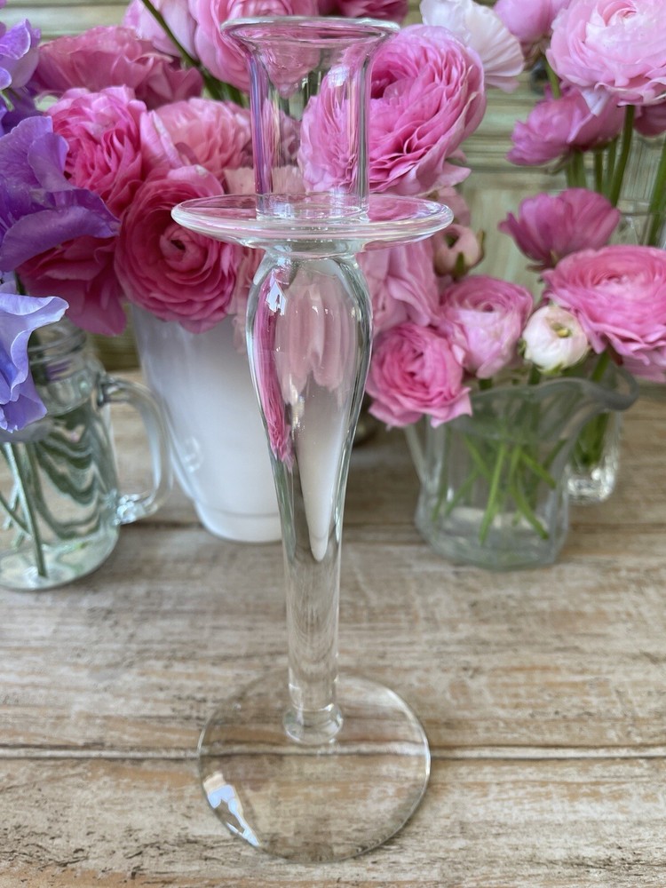 Clear Crystal Candlestick 9" tall - taper candles