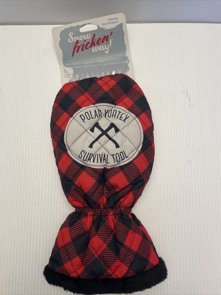 Ice Scraper Plush Lined Mitten Glove Lumberjack Print for Car Windows Snow/Ice
