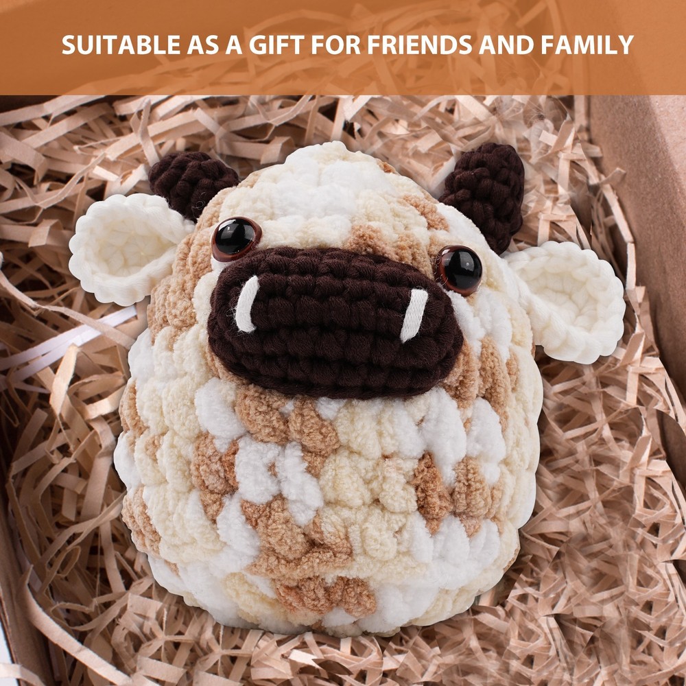 Beginner MooMoo Crochet Kit Complete Cow Amigurumi Starter Set w Video Tutorials