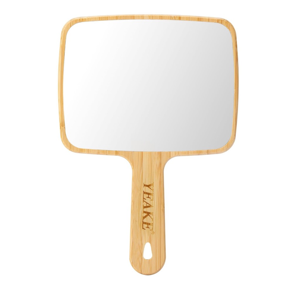 YEAKE Hand Mirror,Natural Bamboo Handheld Mirror with Handle, Single-Sided Po...