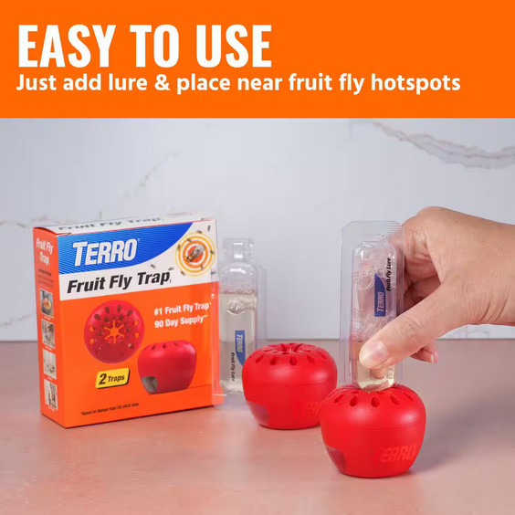 2‑Count Ready‑to‑Use Indoor Fruit‑Fly Traps with Non‑Staining Bait