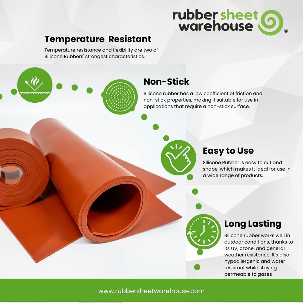 Silicone Rubber Sheet Solid 1/8" Thick x 36" wide x 5 ft Long High Temp Mat