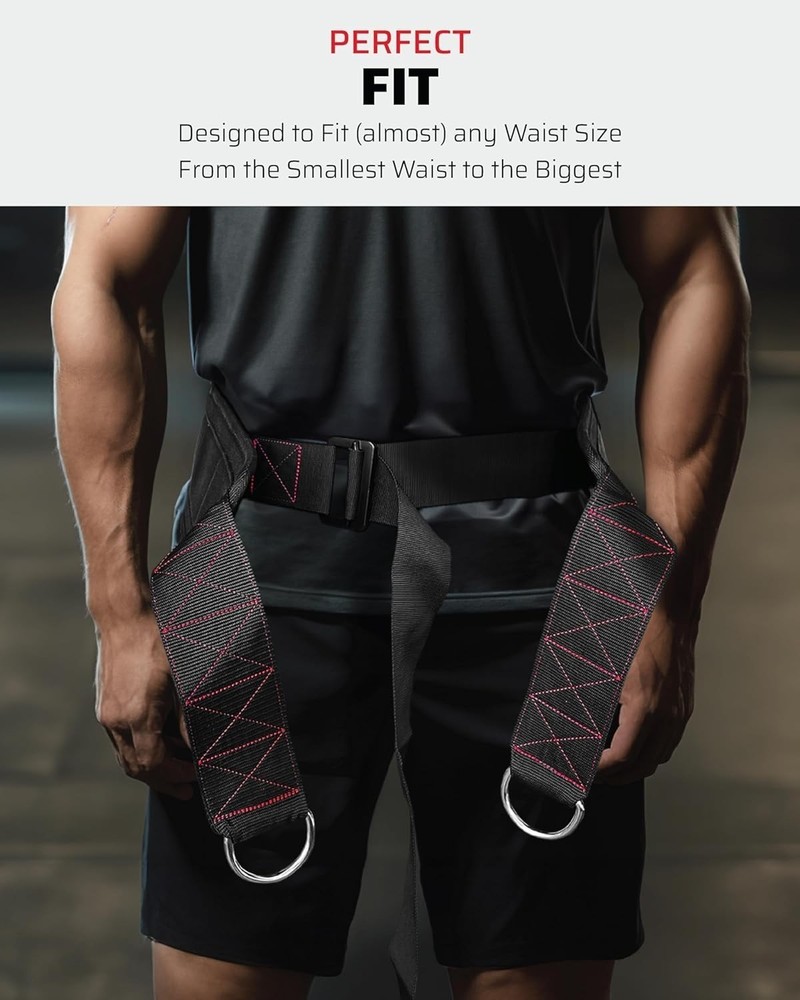 Sled Pulling Belt Adjustable Closure 2 Straps & 4 Hooks Multidirectional