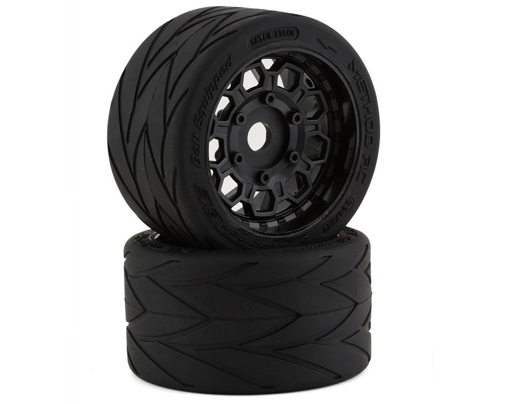 Method RC Velociter Belted Pre-Mount 1/7 On-Road Rear Tires (Black) (2)