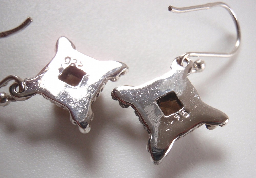 Faceted Amethyst Diamond-Shaped 925 Sterling Silver Dangle Earrings