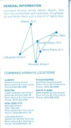 Command Airways timetable 1980/03/16