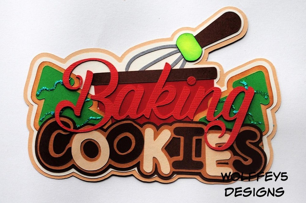 CRAFTECAFE BAKING COOKIES KID TITLE premade paper piecing scrapbook DIECUT KID