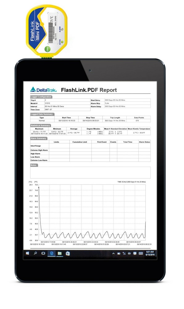 DeltaTrak FlashLink® 31010 Mini PDF In-Transit Temperature Data Logger 10-Pack