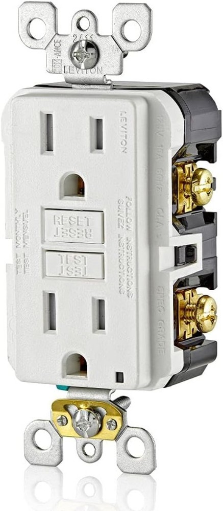 15 Amp GFCI Outlet with Self- and LED Indicator Light - White Safety Solution