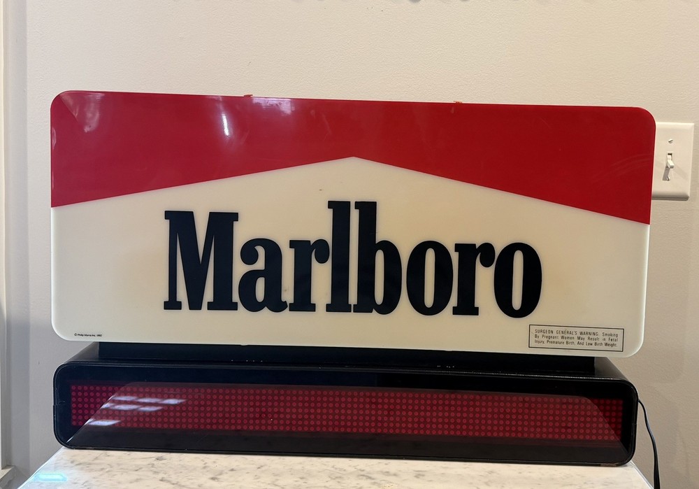 Double Sided Lighted Marlboro Sign / Programable Led Message Board Vintage