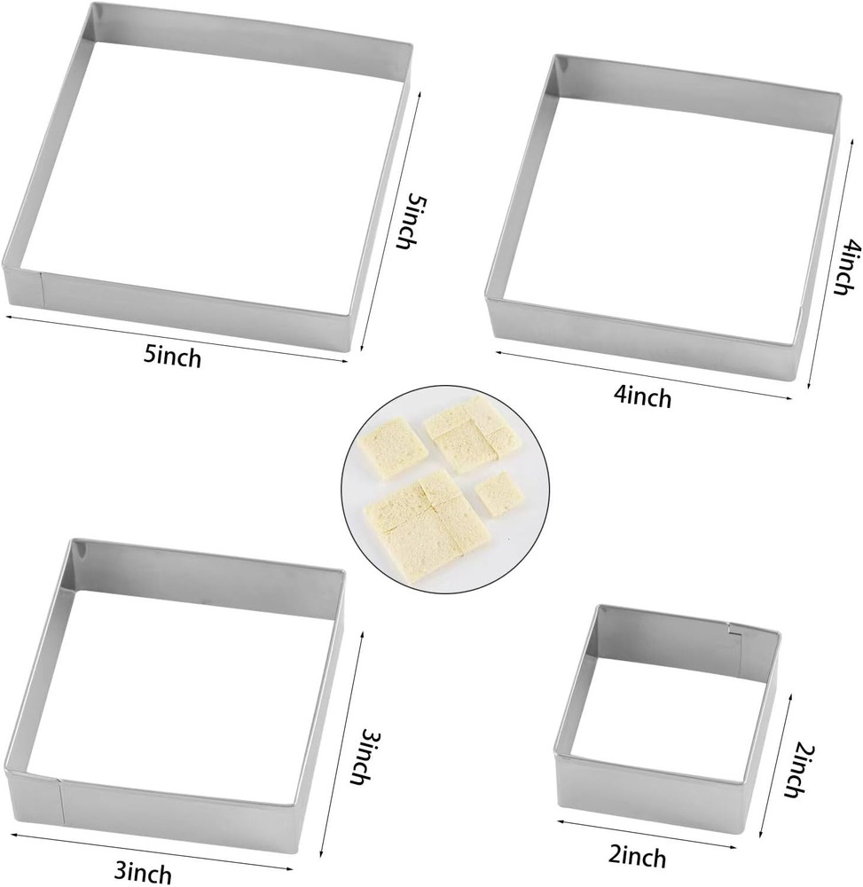 Square Cookie Cutters Stainless Steel Rectangle Biscuit Molds Square Pas