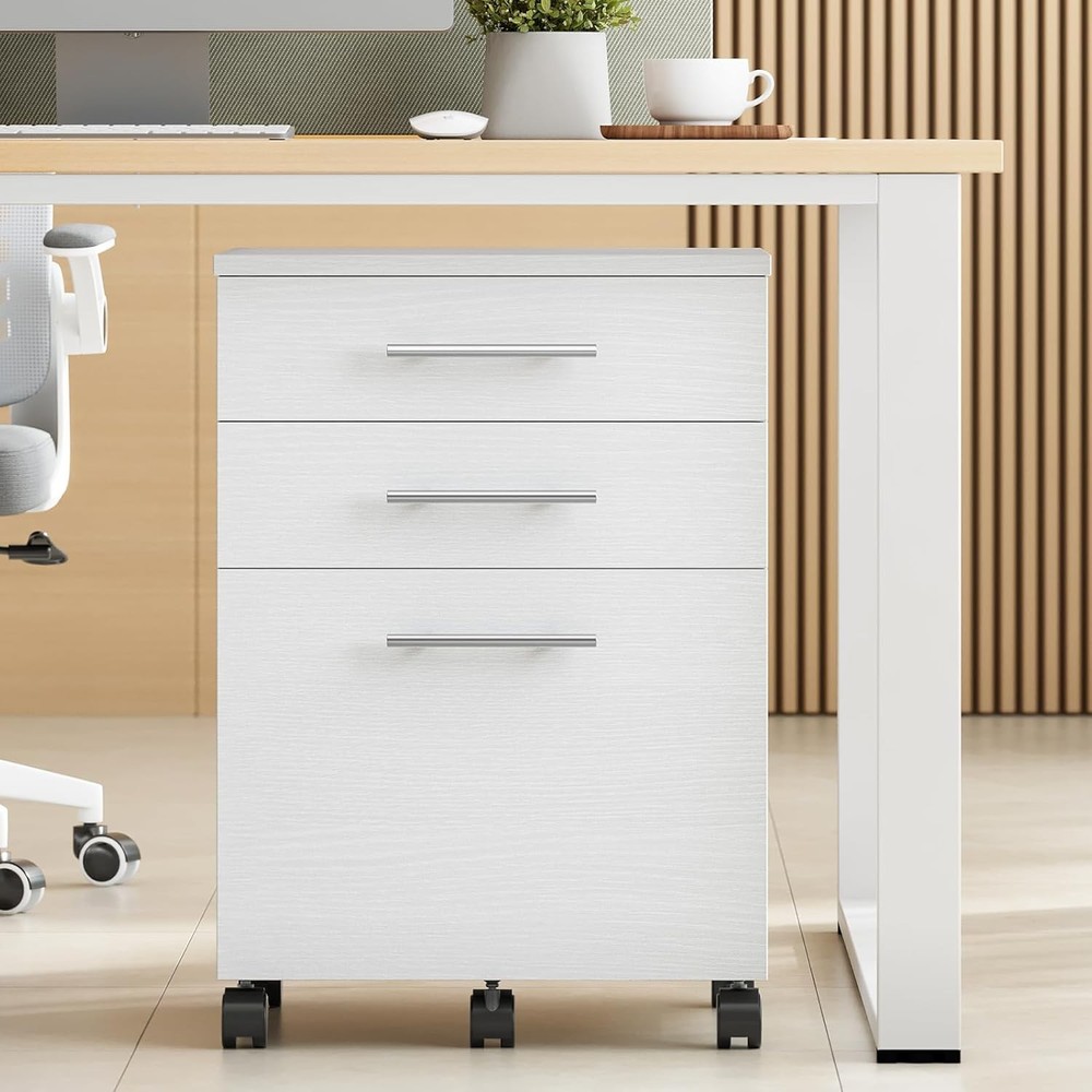 HOOBRO 3-Drawer File Cabinet, White