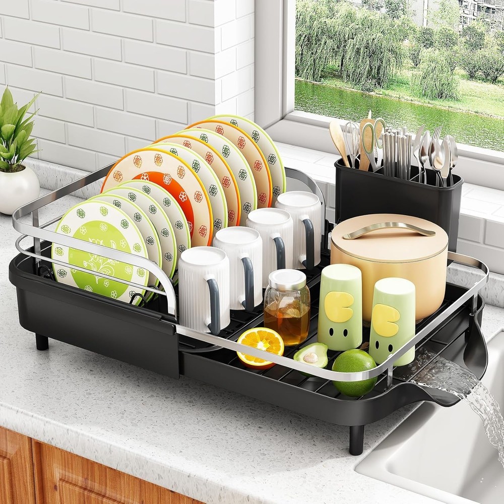 Dish Drying Rack Expandable Dish Rack Kitchen Counter Rust-Resistant Dish