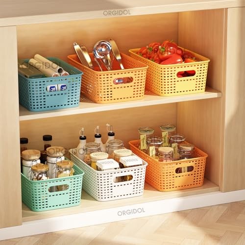 Plastic Storage Basket with Lids Stackable Storage Bins 10 Pack Colorful