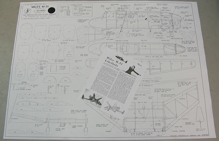 Model Airplane Plans (FF): Miles M.35 Libellula Scale 20" .3cc by Doug McHard