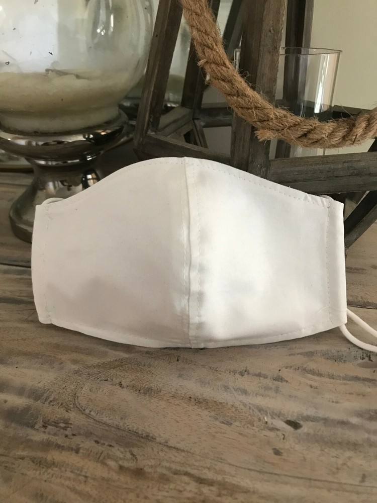 Face Mask 3 Layers - White - Reusable & washable with filter pocket