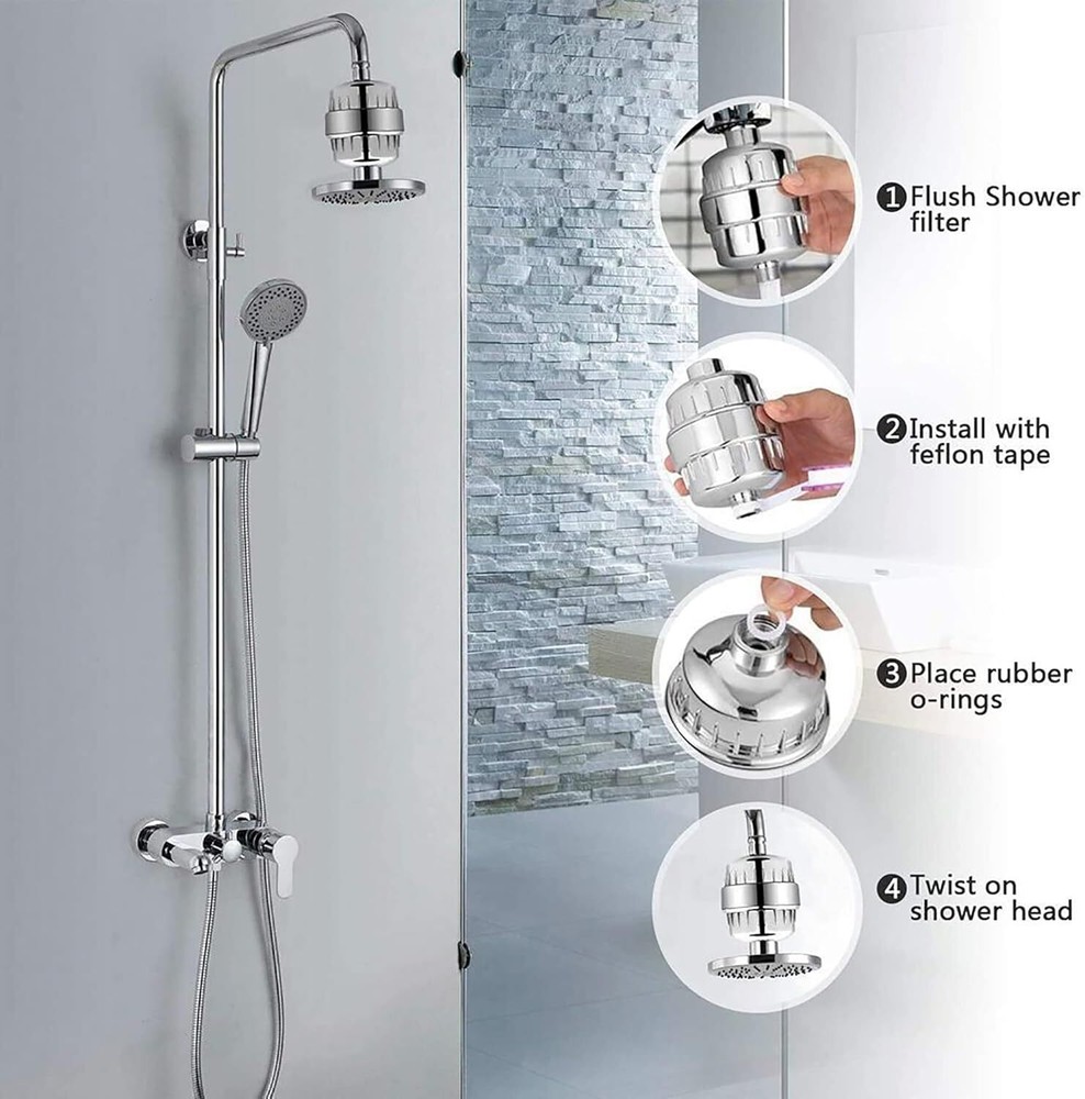 20Level shower head filter purifier with filter suitable for hard water softener