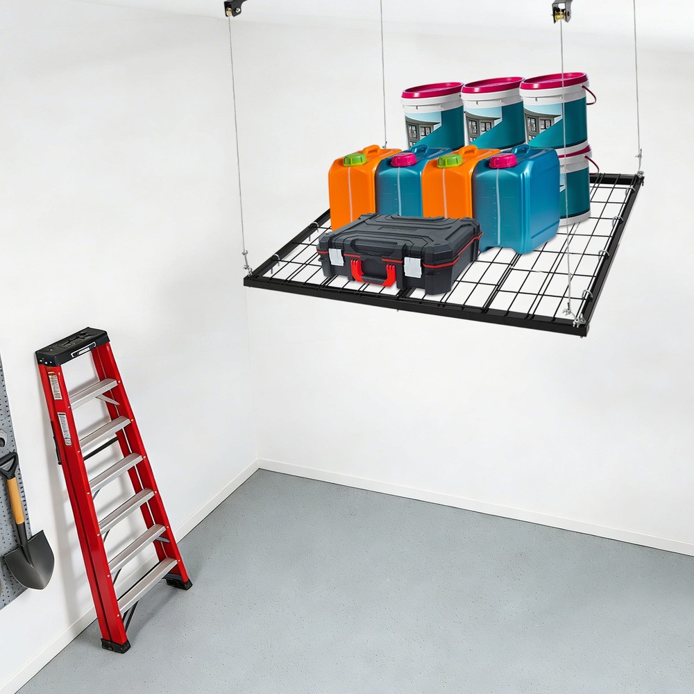 Overhead Garage Lifting Storage Rack 48*48in Adjustable Height Max. 96in Rack