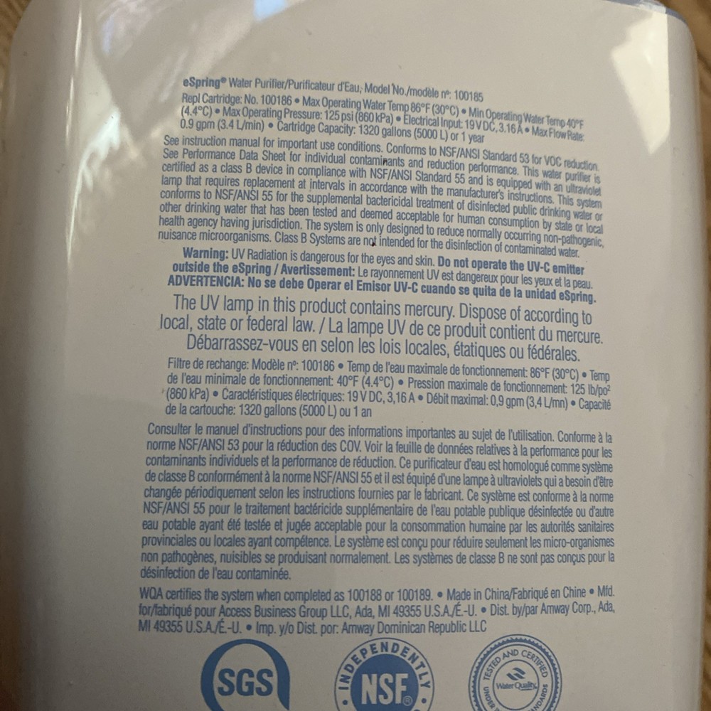 Amway Water Purifier eSpring Purifier System Counter Above Model ~ New Open Box