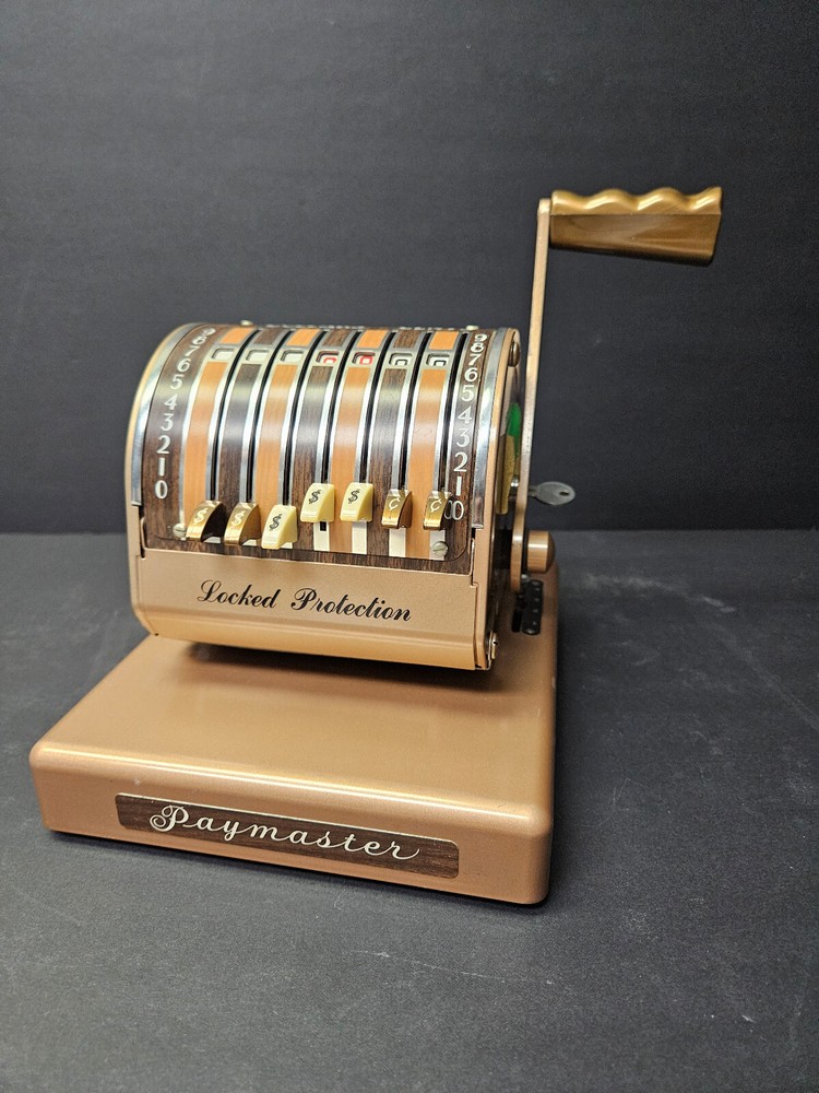 Paymaster X-550 Check Writer Machine & Key Beige Chrome