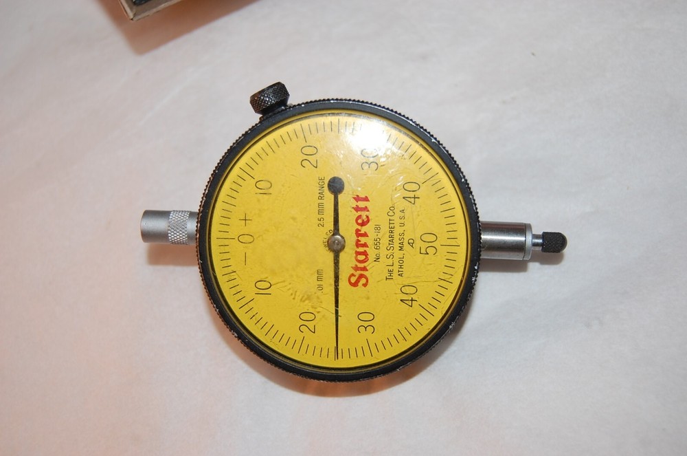 STARRETT 655-181 DIAL INDICATOR .01 MM 2.5 Range W/ Box