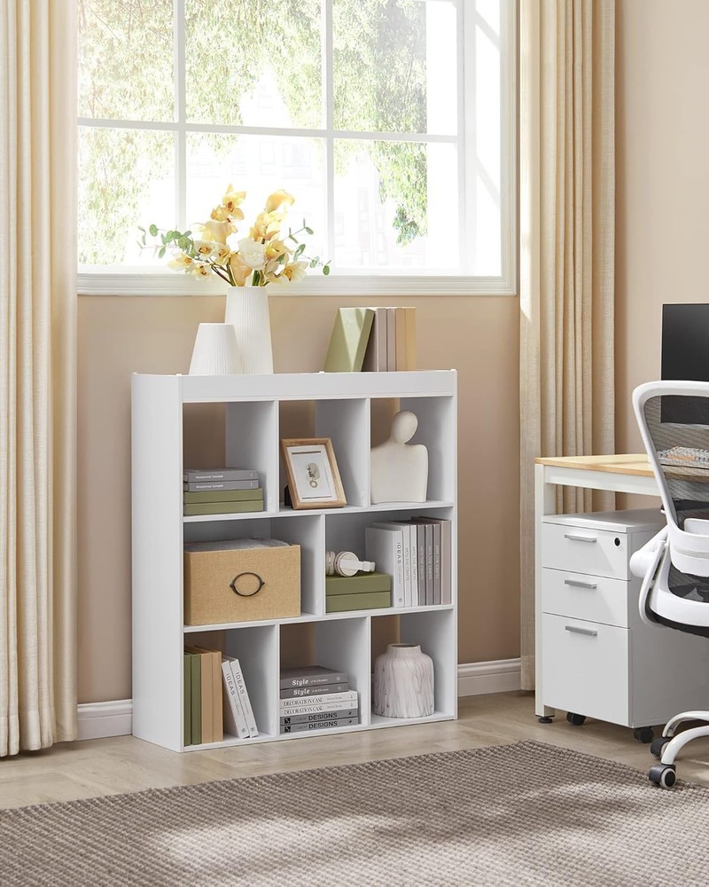 NEW VASAGLE Bookcase, Bookshelf, Freestanding Storage Unit, 8 Open Compartment