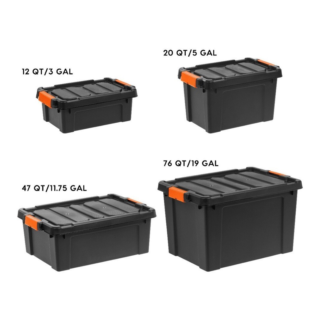3 Gallon Heavy Duty Plastic Storage Box Container Organizer Set of 6 Stackable