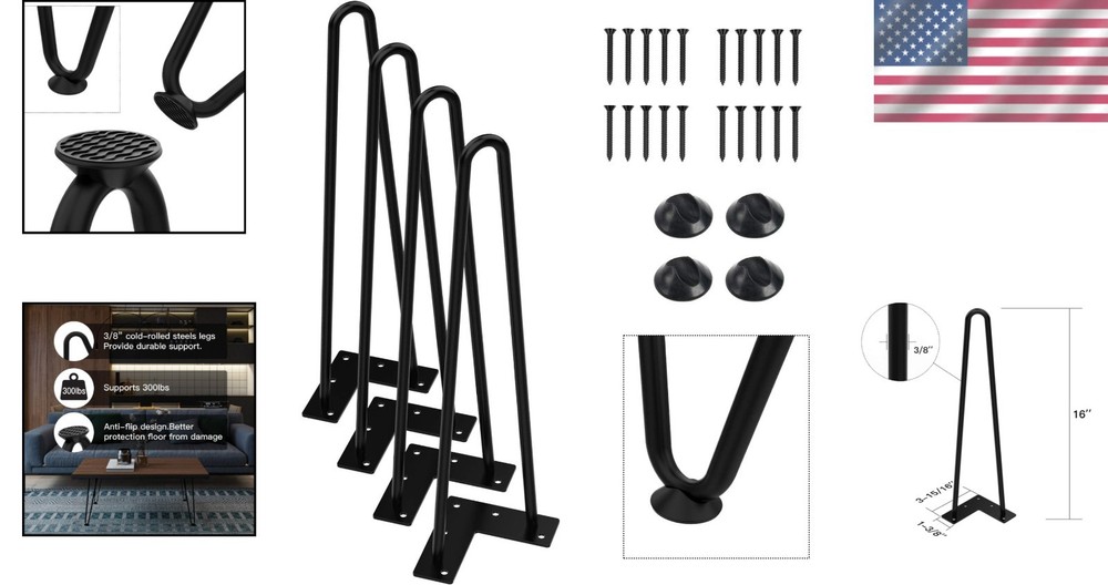 Metal Table Legs with Rubber Floor Protectors