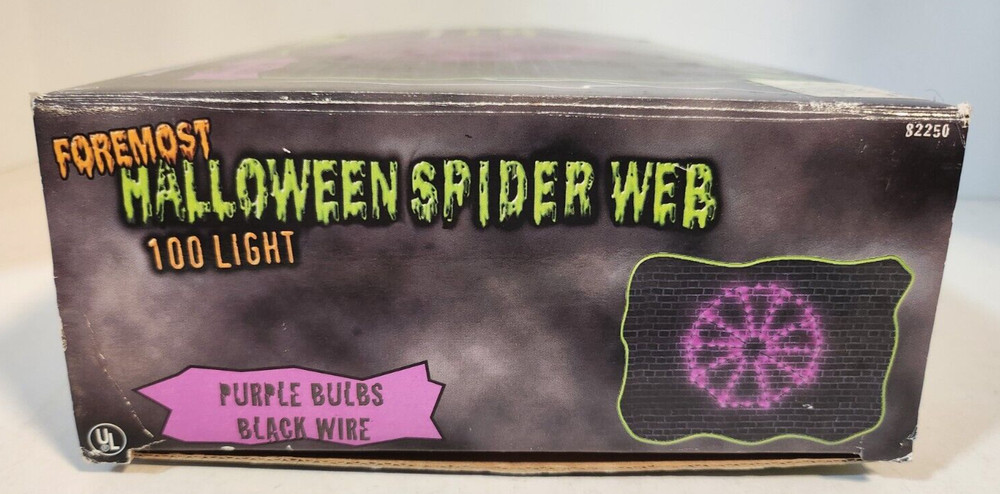Foremost Halloween Spider Web 100 Light Decorating Purple Bulbs Black Wire