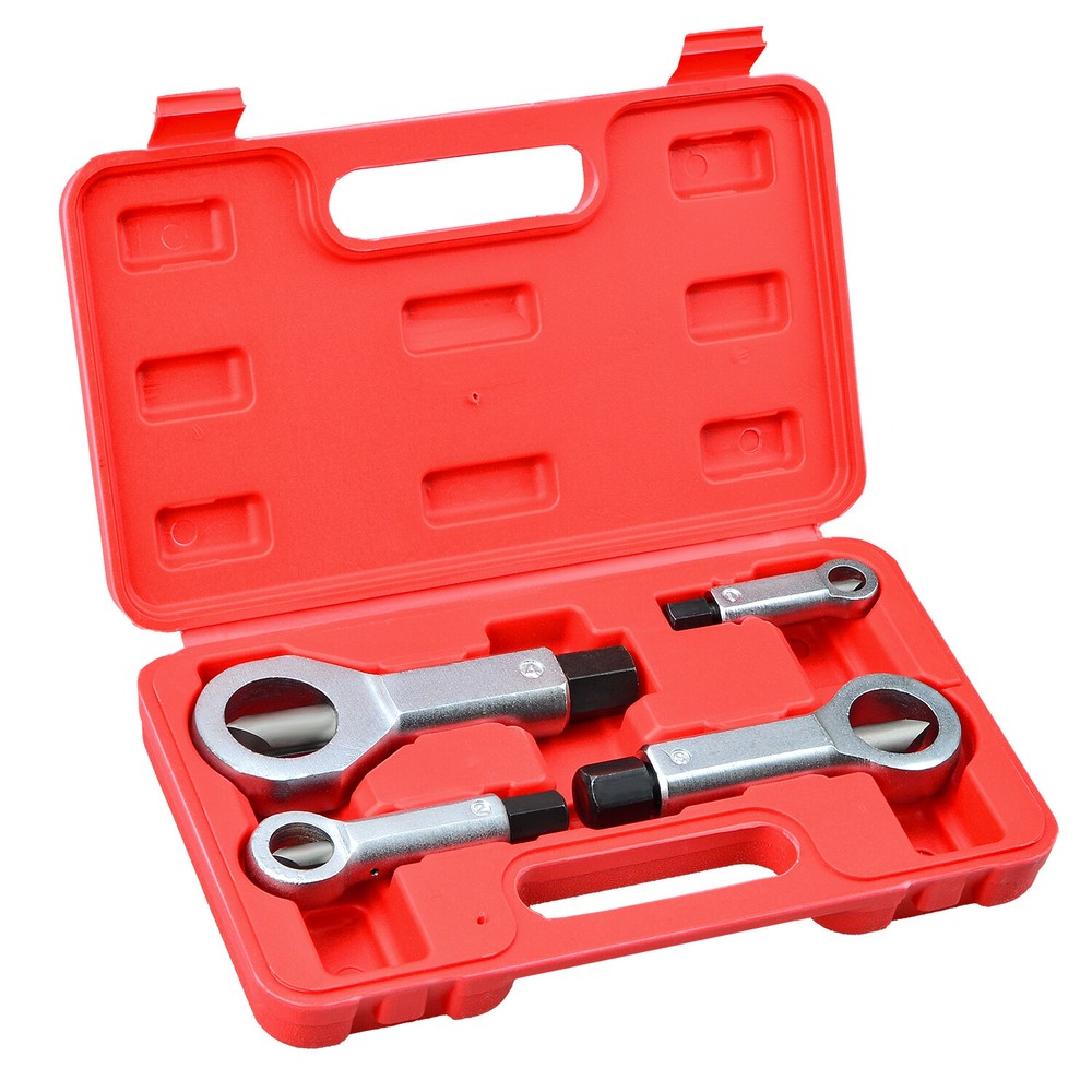 4pcs Nut Splitter Tool Broken Damaged Stuck Remover Puller Corroded Split Set