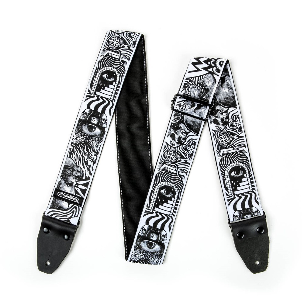 Dunlop ILD04 ILOVEDUST Black and White Skulls Strap