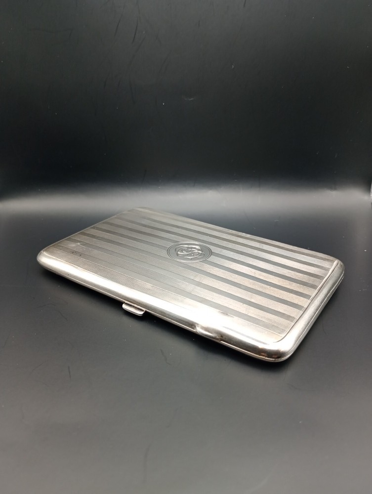 Antique Sterling Silver Cigarette Case A&J Zimmerman Birmingham Solid 178.6 gram