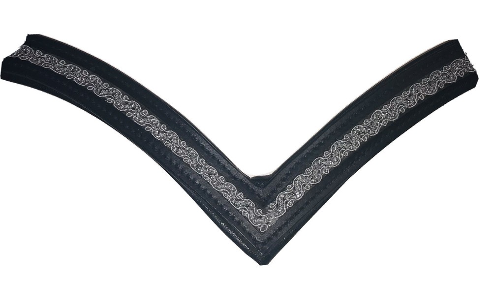 16” V Shaped Brown Leather Browband with Silver Sparkle Lace