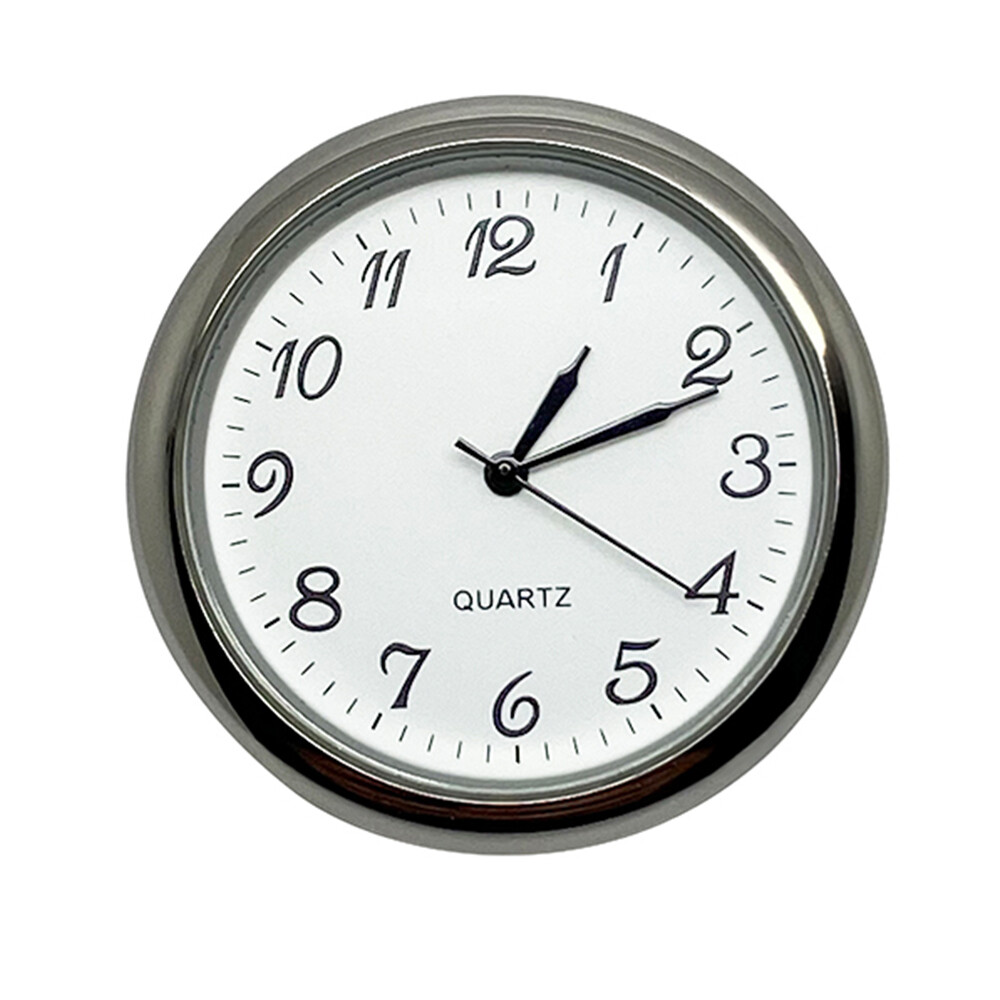 Replacement Silver Chrome Bezel Clock Watch Movement Insert Black Arabic Numeral