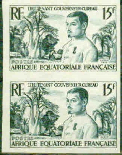 F.E.A -1954– LT GOVERNOR CUREAU-  IMPERF VERTICAL PROOF  PAIR–VF**