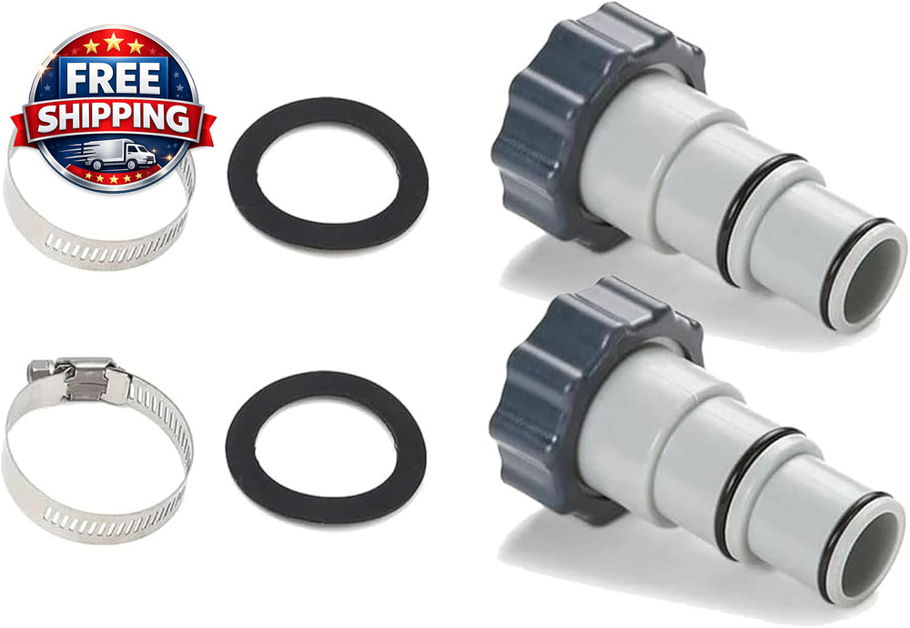 (2-Pack) Replacement Threaded to Clamp Style Hose Adapter for Intex Pool Sets wi